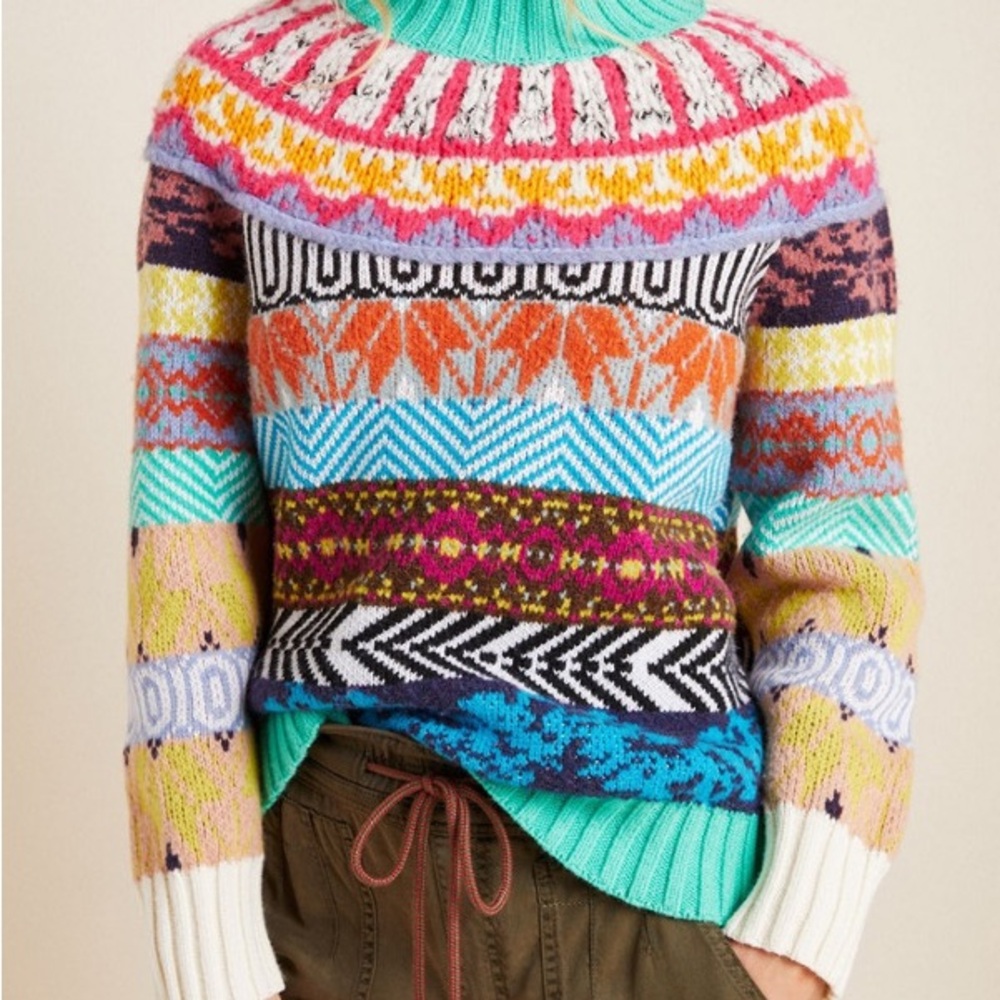 Anthropologie XL Mock Neck Ryan
Fair Isle Pullover Long Sleeve Sweater